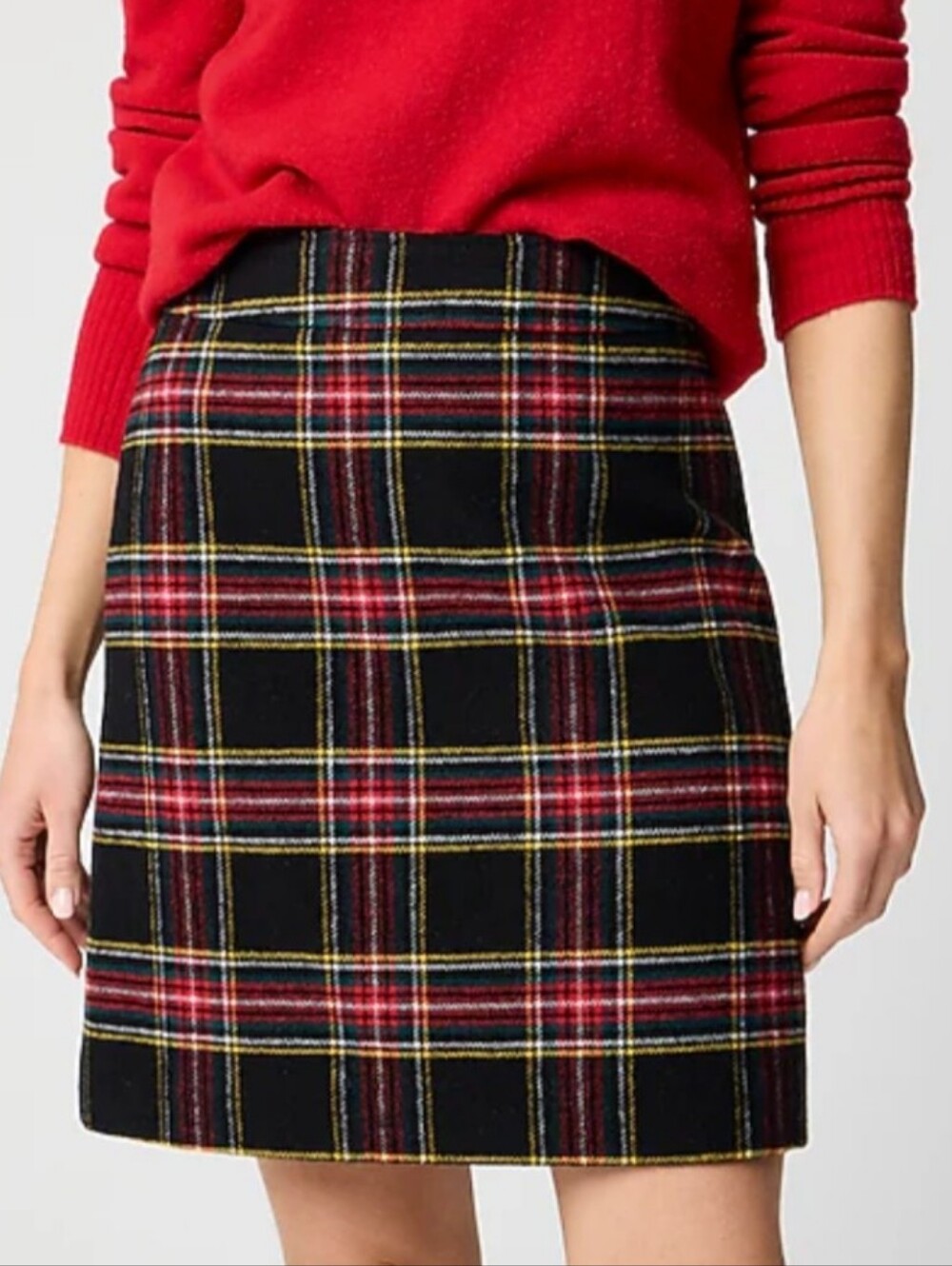 NEW! J.Crew Factory Plaid Black-Red Skirt Size 14